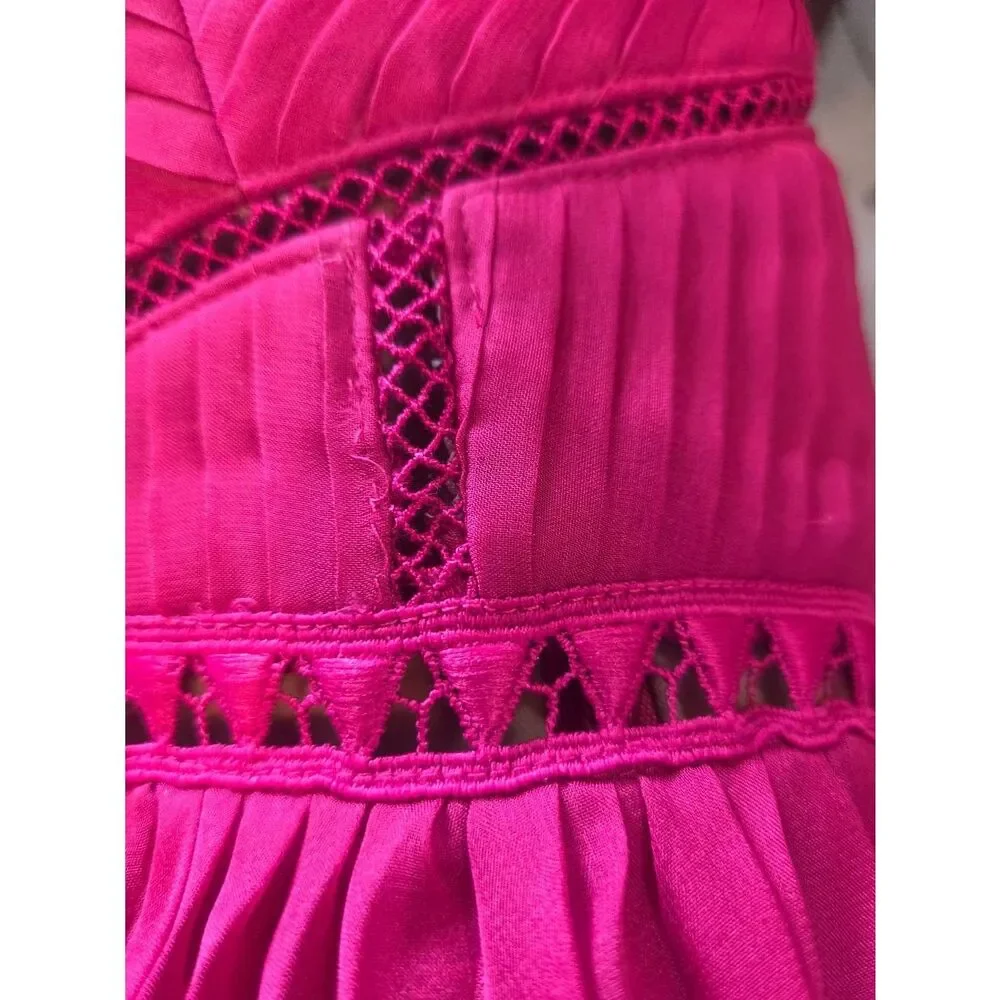 Self-Portrait Pleated Chiffon Cocktail Dress ASO Dynasty - Picture 10 of 11